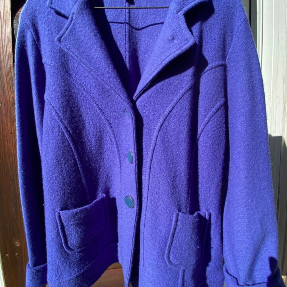 Harve Bernard Cardigan Sweater Like Jacket BluPur w/Front Buttons& Pockets Large - Picture 4 of 7